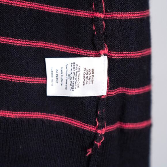 Talbots Cotton Cashmere Blend Blue Striped Cardigan Women's SMALL Casual Classic - Picture 7 of 7